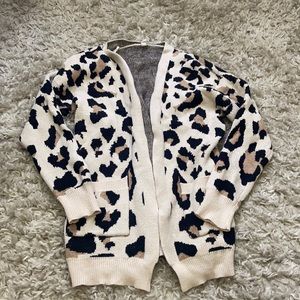 cheetah print cardigan with pockets
